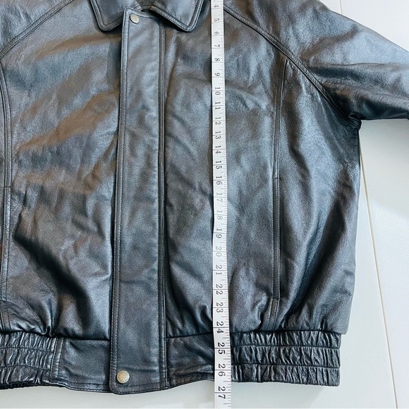 Guide Gear Genuine Leather Bomber Jacket Men Size Small Black Pockets - Picture 10 of 10